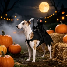 Grim Reaper Rider Dog Halloween Costume, Funny Pet Cosplay Outfit With Scythe, Spooky Ride-On Dress Up Apparel For Dogs Cats Puppy Halloween Party Gift - Black - View 3