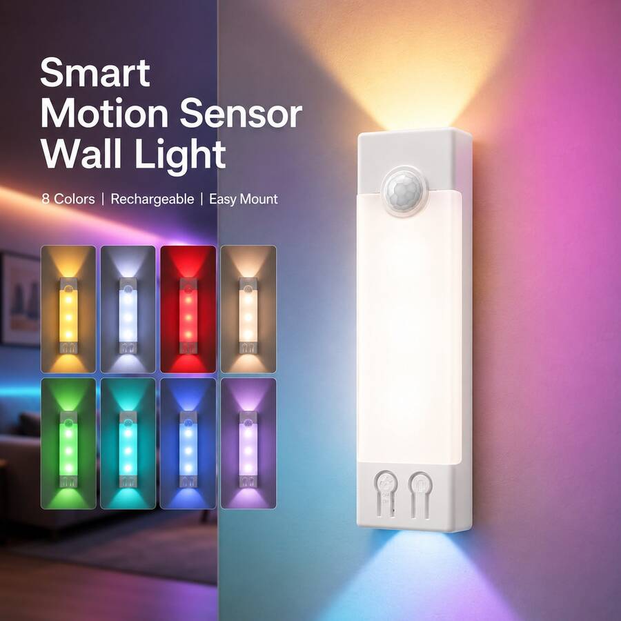 1pc Colorful Wall Lamp Dual Head Design Rechargeable Wall Light, Indoor & Outdoor Decorative Light, Suitable For Bedroom, Living Room, Hallway, Art Studio Decoration, Can Be Used As Holiday Gift - Double Head Wall Lamp - View 1