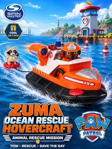 Spin Master PAW Patrol Fire Rescue Zuma Hovercraft, Orange Water Rescue Vehicle With Removable Zuma Figure, Raccoon Accessory, Tow-Line Rescue Platform And Rolling Wheels, Adventure Mission Collectible Set - Multicolor - View 1