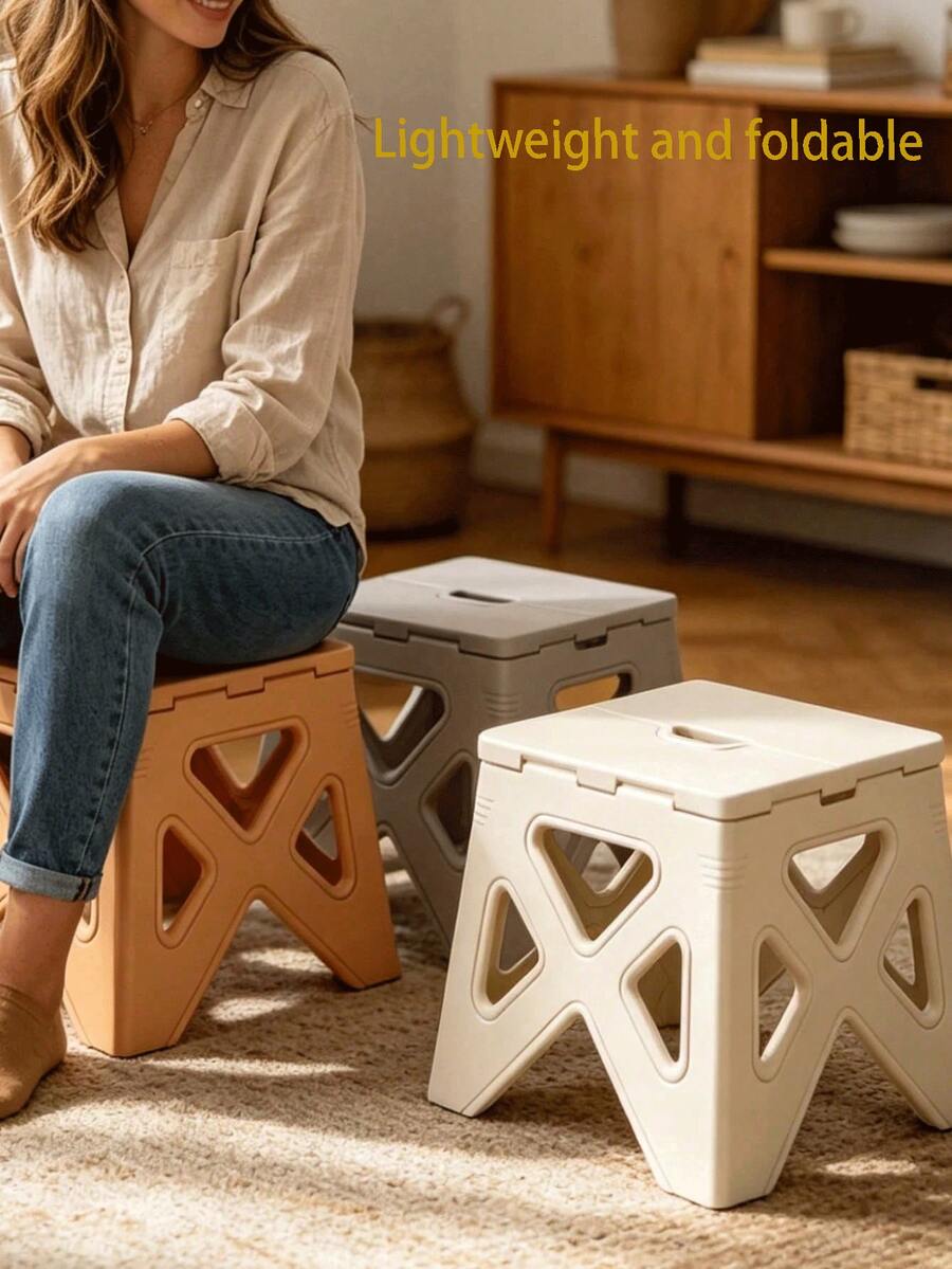 Ultra-Lightweight Foldable Mini Step Stool, Sturdy And Adjustable, Suitable For Home, Kitchen, Bathroom, Fishing And Outdoor Adventures, Non-Slip And Easy To Store, Space-Saving - Multicolor - View 1