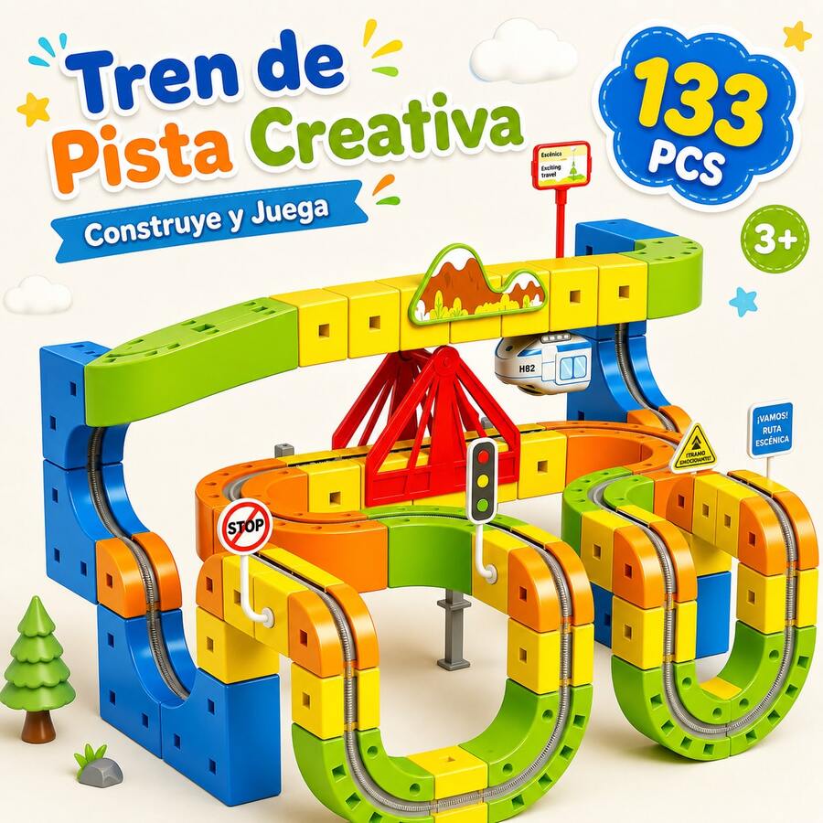 133-Piece 3D Anti-Gravity Electric Train Track Set, DIY Assembly Toy With Firm Link Structure - Multicolor - View 1