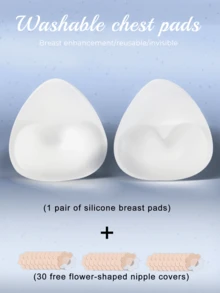 1 Pair Of Soft Silicone Breast Pads (30 Nipple Covers Included), Skin-Friendly And Comfortable, Suitable For Wearing With Exposed Skin. - Multicolor - View 8