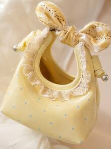XD Fashionable Mini Bow Knot Square Bag, Made Of PU Material With Snap Closure Design, Suitable For Children's Daily Use, Party, Shopping And Other Occasions, Fashionable Chain Shoulder Strap, Square Bag Shape Design Exquisite And Compact, Essential Fashion Item - Multicolor - View 3