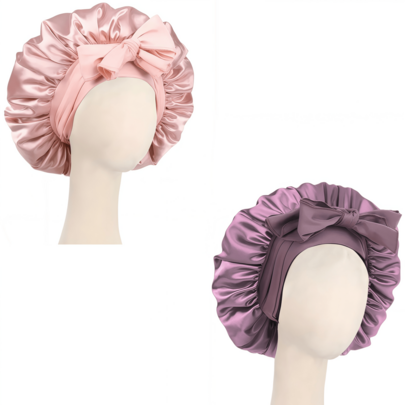 1pc/4pcs Luxury Satin Sleep Cap With Adjustable Bow Tie - Lightweight Hair Care Cap For Curly/Braided/Natural Hair, Essential For Nighttime Hair Care