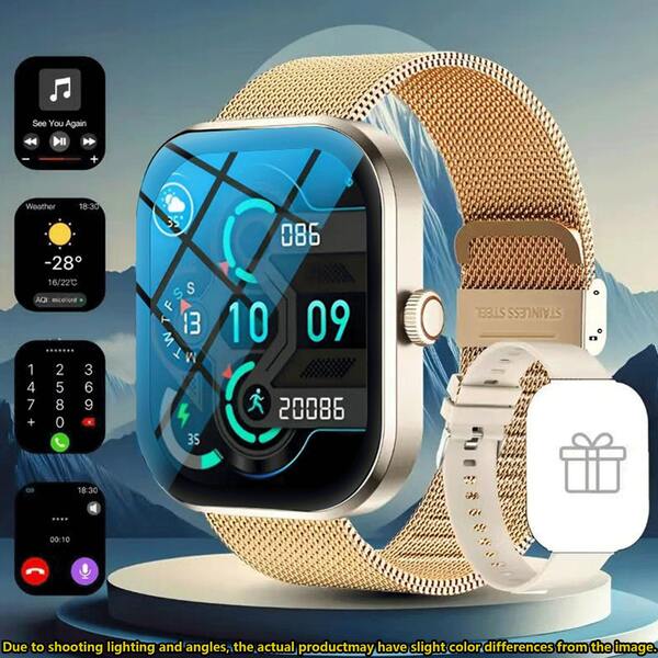 Smartwatch With Functions Including Call Answering, Message Alerts, Music Control, Remote Camera, Step Counter, Calorie Tracker, Multiple Sports Modes, Alarm, Incoming Call And Message Notifications, Compatible With Android And IOS Systems.