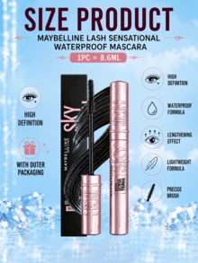 Maybelline Sky High Volumizing Mascara #Classic Black 8.6ml, Long-Lasting Waterproof Smudge-Proof, Dual-Brush Design, 3-Step Easy Application, Suitable For Daily Commute - Maybelline High Curl Mascara (Classic Black) - View 5