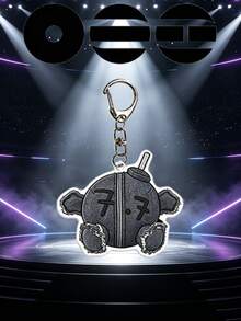 1pc ARIRANG BT/S Black Denim Acrylic Keychain Creative Filled Pendant Suitable For Backpack, Handbag, Car Keys - Black - View 2