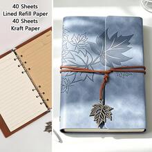 A7 Vintage Notebook With Maple Leaf Pattern, Modern Durable Notebook, Vintage Style Portable Travel Journal, Hardcover Notebook, Home, School Or Office Stationery Supplies - A7 - View 19