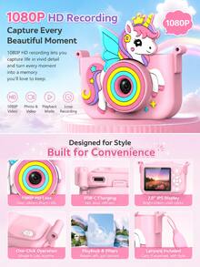 YAIUZGOO Kamera Digital Unicorn dengan Kamera Depan & Belakang Ganda, Foto HD 48MP, Video 1080P, Autofokus AF, Layar Besar, Kamera Kompak Portabel untuk Selfie, Perjalanan, Fotografi & Momen Sehari-hari - View 3