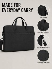1pc Solid Color Lightweight Laptop Bag With Zipper Protective Case And Shoulder Strap, Suitable For Office, Business Travel And Daily Commute - Multicolor - View 4