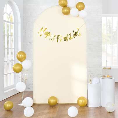 1pc Beige Arch Backdrop, Sizes 6ft, 6.6ft And 7.2ft. Wedding Arch Cover, Made Of Double-Sided Elastic Fabric, Suitable For Arch Backdrop, Dome Arch Backdrop And Other Scenes. Suitable For Birthday Party, Wedding Arch Decoration (Backdrop Fabric Only, No Other Accessories)