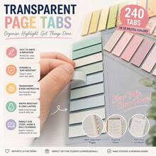 240 Buah Stiker Halaman Transparan Pastel 10 Warna, Stiker Indeks yang Dapat Ditulis dan Dipindahkan, Penanda Halaman Berwarna & Stiker Buku untuk Memberi Anotasi pada Buku, Buku Catatan, Perencana, Catatan Belajar, Dokumen, Perlengkapan Sekolah, Perguruan Tinggi, Kantor & Pengorganisasian Harian - Satu-Ukuran - View 3