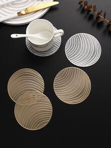 6-24pcs Champagne Gold Wavy Pattern Coasters, European Style Premium PVC Round Heat-Insulating Coasters For Home, Bar, Thanksgiving, New Year Decor - Multicolor - View 10