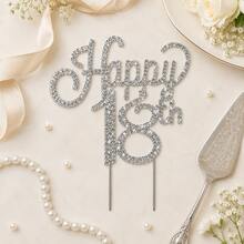 Silver Rhinestone Happy 18th Birthday Cake Topper, Sparkling Number 18 Cake Decoration For Birthday Party, Coming Of Age & Celebration - Style a - View 8