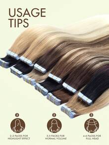 20pcs Tape In Hair Extensions Real Human Hair Extension For Salon Straight Human Hair Extensions Seamless Skin Weft Double Sided Tape Ins Hair Extension Invisible Tape In Hair Extensions - Multicolor - View 4