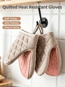 Thick Double‑Layer Heat Resistant Oven Gloves, Fish Embossed Silicone Non‑Slip Oven Mitts, Heat‑Proof Kitchen Protective Gloves For Baking Oven Microwave Use - Multicolor - View 6