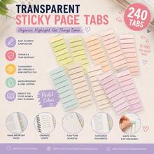240 Buah Stiker Halaman Transparan Pastel 10 Warna, Stiker Indeks yang Dapat Ditulis dan Dipindahkan, Penanda Halaman Berwarna & Stiker Buku untuk Memberi Anotasi pada Buku, Buku Catatan, Perencana, Catatan Belajar, Dokumen, Perlengkapan Sekolah, Perguruan Tinggi, Kantor & Pengorganisasian Harian - Satu-Ukuran - View 4