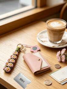 Bohemian Style Woven Floral Wristlet Keychain Wallet For Women, Portable ID Card Holder Mini Pocket Bag With Small Mirror, Suitable For Concerts, Travel, Daily Carry - Multicolor - View 2