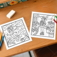 Summer Vacation Cute & Cozy Coloring Book For Kids & Adults, Large Print Summer Beach Holiday Coloring Pages, 120gsm Thick Paper (FREE GIFT 1 Protective Backing Sheet) Stress Relief & Mindfulness, Relaxing & Fun Summer Drawing Activity Book For Girls - Summer Vacation - View 9