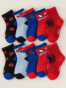 Disney 1/5/10 Pairs Kids Mid-Calf Socks Boys Cartoon Comfortable Breathable Short Socks Perfect As Boys Gift For School Wear And Easter Gift New Spring/Summer - Multicolor - View 12