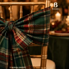 4pcs Christmas Scottish Plaid Chair Back Bowknot Ribbons, Red And Green Checkered Dining Chair Sashes, Wedding Banquet Holiday Party Bamboo Chair Decor - Multicolor - View 4