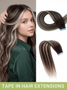 20pcs Tape In Hair Extensions Real Human Hair Extension For Salon Straight Human Hair Extensions Seamless Skin Weft Double Sided Tape Ins Hair Extension Invisible Tape In Hair Extensions - Multicolor - View 28