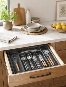 Expandable Kitchen Drawer Organizer - Adjustable Utensil Storage Box, Multi-Functional Kitchen Storage Solution, Suitable For Knives, Forks, Spoons, Chopsticks, Fits Drawers, Countertops And Cabinets, Kitchen Storage Accessories - Multicolor - View 2