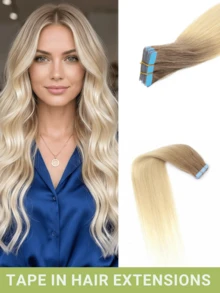 20pcs Tape In Hair Extensions Real Human Hair Extension For Salon Straight Human Hair Extensions Seamless Skin Weft Double Sided Tape Ins Hair Extension Invisible Tape In Hair Extensions - Multicolor - View 22