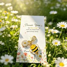 10pcs Thank You Gift Set, Bee & Daisy Enamel Keychain With Thank You Card, Inspirational Gratitude Gift For Teachers, Family, Colleagues, Team Members, Party Favor Encouragement Gift - Multiple Styles - View 8