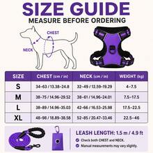 BVEOYPET 3pcs Adjustable Purple Dog Harness And 1.5m Leash Set, Black Mesh Puppy Essentials, Dog Accessories And Supplies, Suitable For Medium And Large Dogs Daily Walking - Multicolor - View 4