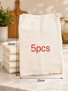 1/4/5pcs Multi-Size Cheesecloth, Reusable, 100% Natural Color Fabric, Ultra-Fine Gauze, Cooking Use, Nut Milk Strainer Bag - Multicolor - View 16