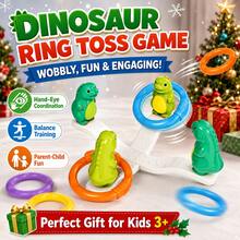Dinosaur Rocking Balance Ring Toss Game Set, Children's Educational Ring Toss Toy, Develop Hand-Eye Coordination And Color Recognition, Parent-Child Interactive Indoor/Outdoor Party Game, Birthday Holiday Gift For Toddler Boys And Girls - Multicolor - View 3