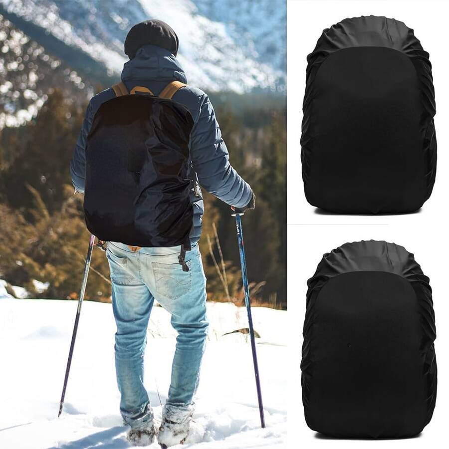Penutup Hujan Ransel Inisial Makhluk Laut, Pelindung Ransel Tali Serut Tahan Air dan Debu, Aksesori Ringan Tahan Robek, Cocok untuk Mendaki Berkemah Perjalanan Olahraga Luar Ruangan, Hitam - Hitam - View 1