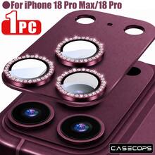 CASECOPS Deep Cherry Red Color-1PC Ultra HD Sparkling Diamond Armor Lens Screen Protector. For 18 Pro Max/18 Pro, Metal Surface With Ultra-Thin Tempered Glass, Adorned With Sparkling Diamonds. 9H Tempered Glass. Anti-Scratch, Anti-Oil Stain, Anti-Fingerprint, Anti-Dust. Full Coverage Shield To Prevent Scratches And Impacts, Durable Shield For Smartphone Users And Photography Enthusiasts. - Deep Cherry Red-1pc - View 10