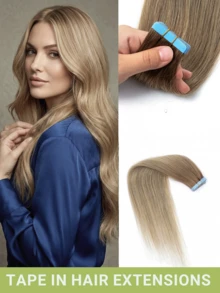 20pcs Tape In Hair Extensions Real Human Hair Extension For Salon Straight Human Hair Extensions Seamless Skin Weft Double Sided Tape Ins Hair Extension Invisible Tape In Hair Extensions - Multicolor - View 31