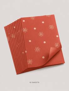 10pcs Christmas Wrapping Paper , Red Green Kraft Gift Wrap With Snowflake Tree And Reindeer Print, For Home Crafters And Gift Givers, Gift Box Packaging, Bow Making, Holiday Party And DIY Decor - Multicolor - View 12