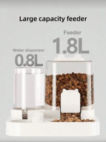 All-In-One Automatic Cat Feeder And Water Dispenser Set; Transparent Tank Design; Easy To Clean And Refill; Automatic Pet Feeder; Battery-Free; Large Capacity Design; Peace Of Mind For Travel; Stylish Pet Supplies; Suitable For Cats And All Dog Breeds - Large Capacity - View 3