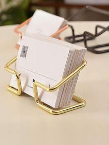 Creative Hollow Business Card Holder And Storage Stand, Minimalist Card Display Rack For Office Desk, Multi-Purpose Photo Note Display Accessory For Home Studio Countertop, Vertical Desktop Business Card Holder; Dual-Use Photo And Business Card Display Rack - Multi-color - View 1