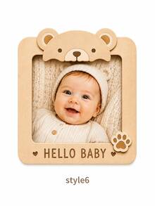 1件裝木製嬰兒照片冰箱磁鐵相框，Little One / Babys First Photo / Oh Baby / Coming Soon 多款圖案，超音波照片展示框，懷孕公告牌，懷孕紀念品，嬰兒姓名與預產日記錄板，新生兒首張照片紀念框，嬰兒洗禮禮物，準媽媽禮物，準父母驚喜公告道具，嬰兒成長紀念禮物 - 彩色 - 查看 15