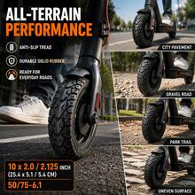GLDYTIMES 10x2.0/2.125-6.1 Solid Tire, Airless Shock-Absorbing Off-Road Tire - Black - View 4