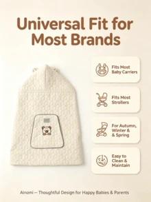 Autumn/Winter Baby Windproof Cape, Infant Carrier & Stroller Universal Fit, Quilted Padded With Warm Hand Pockets, Newborn Outdoor Wind-Blocking Warm Cloak - Champagne - View 10