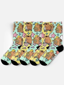 Cool 360° Printed Men's Socks - Streetwear Socks, Skateboarding,Capybara,Cute Series,Colorful,Funny Socks, Fit Daily, Holiday & Party Occasions - Multicolor - View 3
