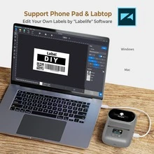 Phomemo M110 無線標籤印表機 - 203dpi 便攜式標籤機，適用於小企業、辦公室、商店 - 相容於 iOS/Android 與 PC - 適用於條碼、價格、物流、地址與衣物標籤 - 灰色 - 查看 7