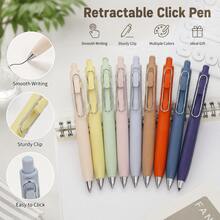 3/6/12pcs Thick Barrel Ballpoint Pens, Macaron Color Retractable Design, Comfortable Grip With Metal Clip, Smooth Writing, Suitable For Learning, Office, Back To School Gift - Sets - View 4