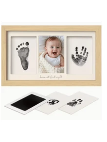 Baby Hand And Footprint Kit, Wooden Photo Keepsake Frame, Ink‑Less Print Pads For Newborn, Baby Shower Memory Souvenir Gift For Boys Girls New Parents - Multicolor - View 13