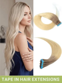 20pcs Tape In Hair Extensions Real Human Hair Extension For Salon Straight Human Hair Extensions Seamless Skin Weft Double Sided Tape Ins Hair Extension Invisible Tape In Hair Extensions - Multicolor - View 76