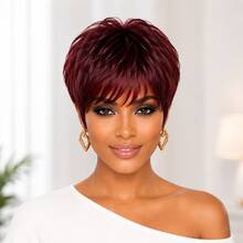 Wig Pendek Rambut Manusia Model Pixie Tanpa Lace Front 1B, 4#, 99J Rambut Manusia Brasil Kepadatan 150% Wig Pixie Rambut Manusia Wig Pendek Berlapis dengan Poni untuk Penggunaan Sehari-hari - MultiWarna - View 12