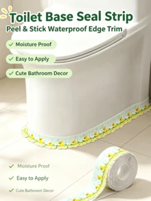 Peel And Stick Toilet Base Seal Strip, Waterproof Decorative Edge Trim Tape, Self‑Adhesive Cute Pattern Caulk Strip For Bathroom Toilet Base Wall Corner - Multicolor - View 3