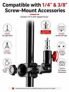 1 buah Penjepit Reflektor Fotografi, Braket Dudukan Lampu Berbentuk U dengan Lubang Payung, Mendukung Ayunan Kiri-Kanan 180° dan Rotasi 360°, Termasuk Sekrup Adaptor 1/4" ke 3/8", Cocok untuk Softbox, Lampu Pengisi, Pencahayaan Softbox, Dudukan, Fotografi Produk, Live Streaming, Perekaman Video, dan Pengaturan Pencahayaan Studio - View 2