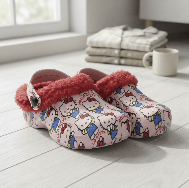 CERDÁ LIFE'S LITTLE MOMENTS Pantofole da casa a zoccolo con pelliccia Hello Kitty, pantofole per bambini morbide e comode, licenza ufficiale Sanrio, taglia 26/27 EU